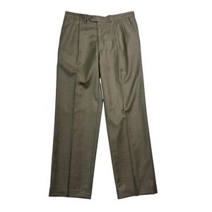 Santorelli Italy 36x32 Taupe Dress Suit Pants Trousers Wool Pleated Cuffed